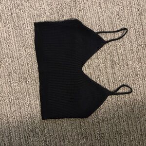 Black Ribbed Knit Crop Top